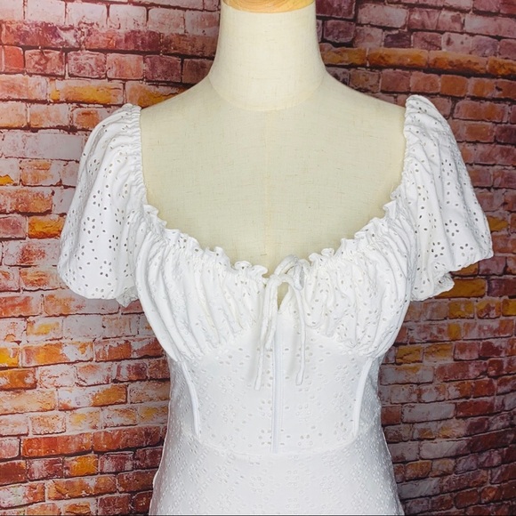 Windsor White Friendly Flirt Eyelet Mini Dress - Picture 6 of 12